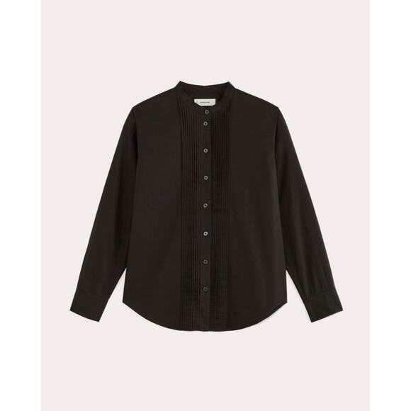 NWT Everlane The Tuxedo Shirt in Silky Cotton in Black size 2 - Picture 3 of 7